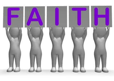 Faith Banners Showing Belief Worship And Religion